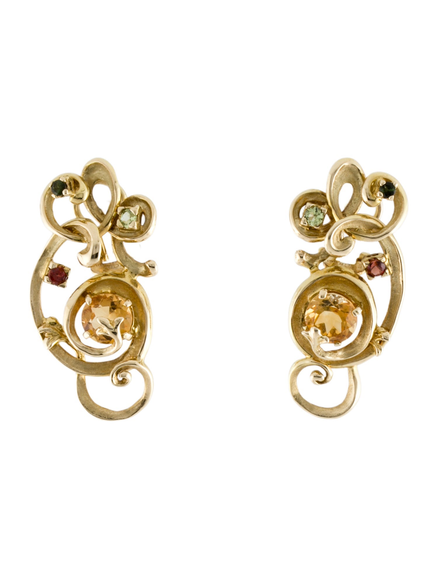 Earrings 14K Multistone Artsy Earclips