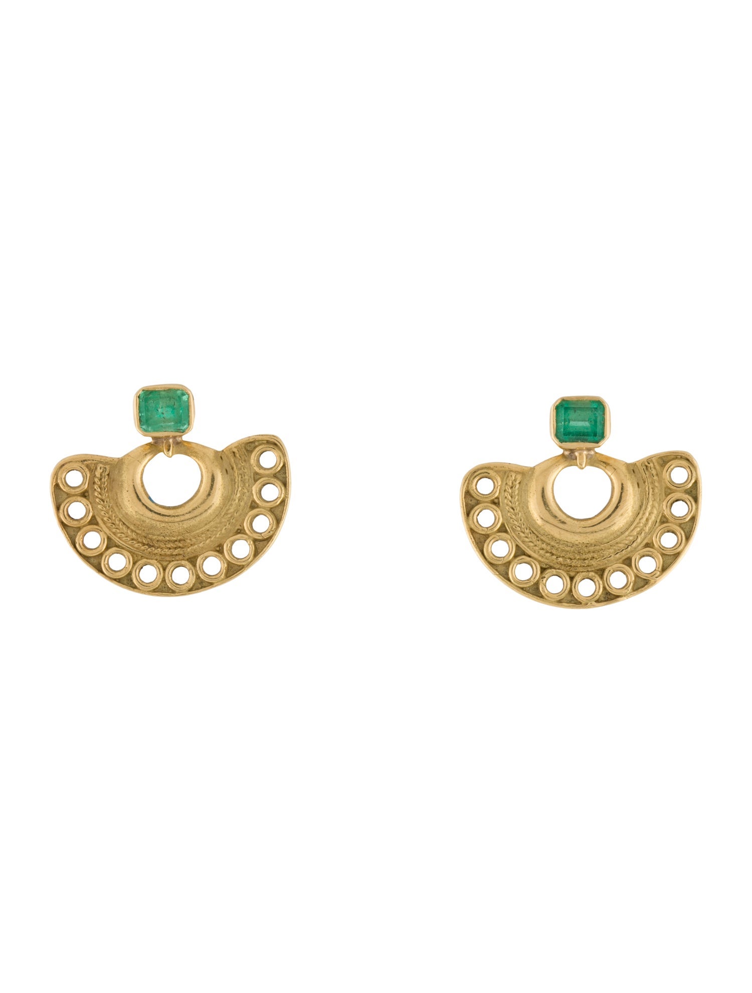 Earrings 18K Emerald Fan Earrings