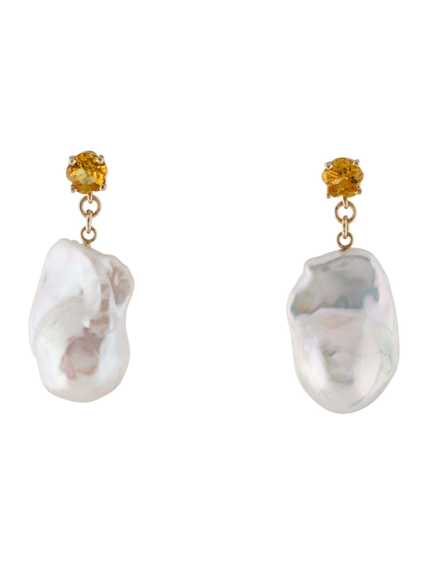 Earrings 14K Pearl & Sapphire Drop Earrings