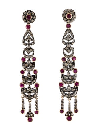 Earrings Diamond & Ruby Tiered Chandelier Earrings