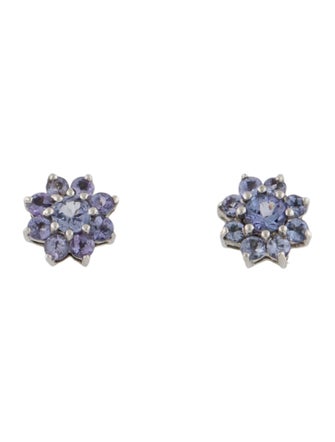 Earrings 14K Tanzanite Cluster Stud Earrings