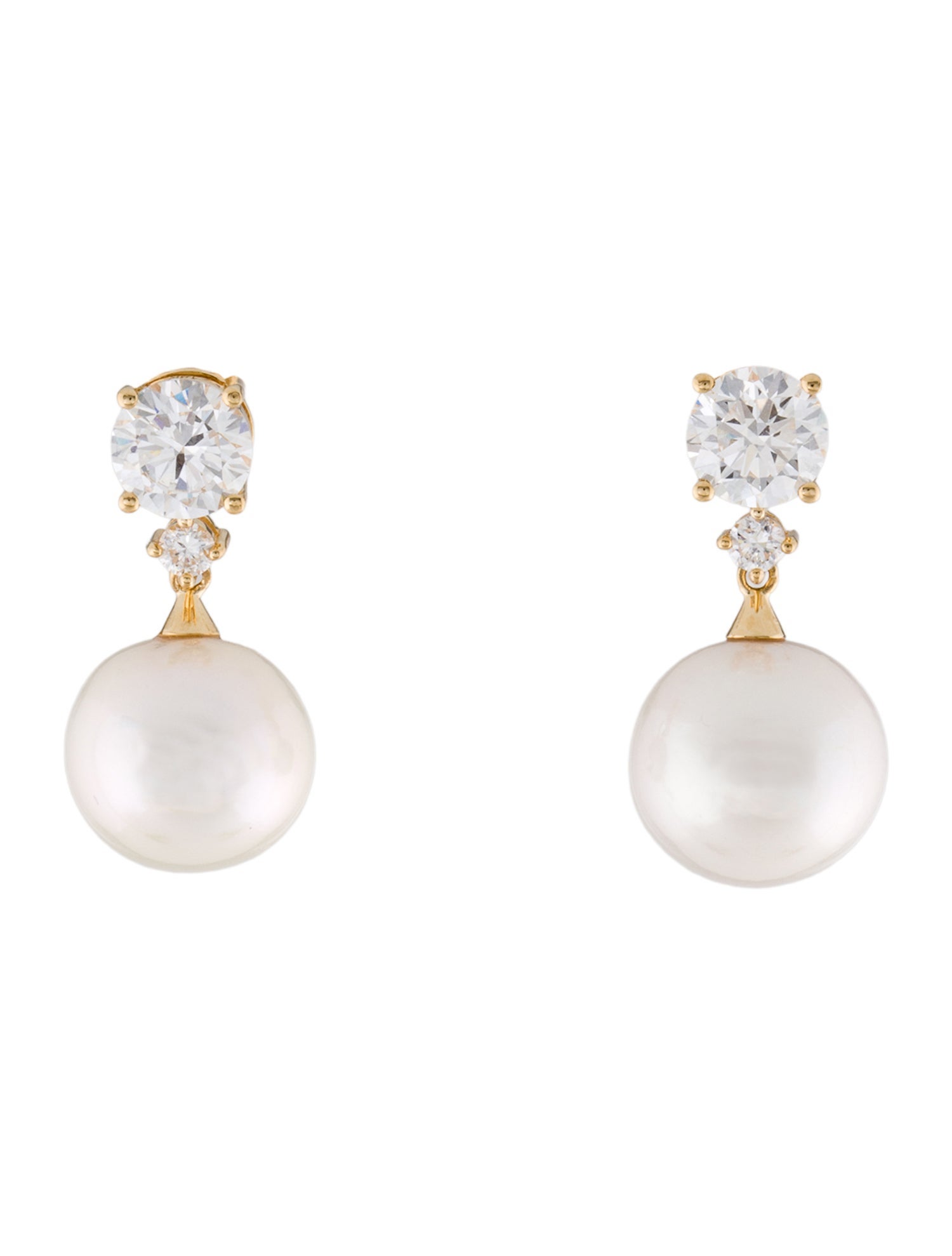 Earrings 18K Pearl & Diamond Lab-Grown Diamond Drop Earrings