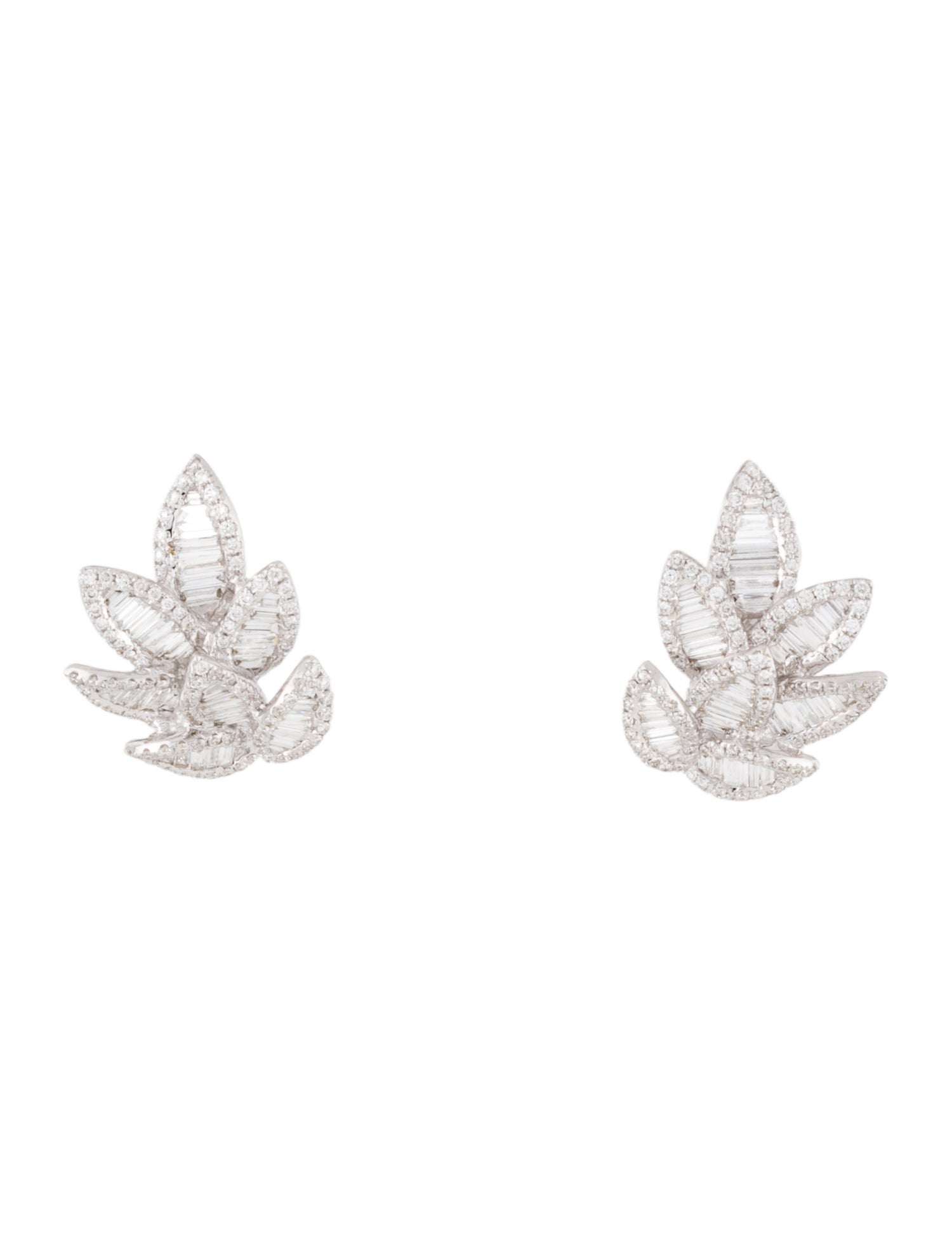 Earrings 18K 2.33ctw Diamond Foliage Earclips