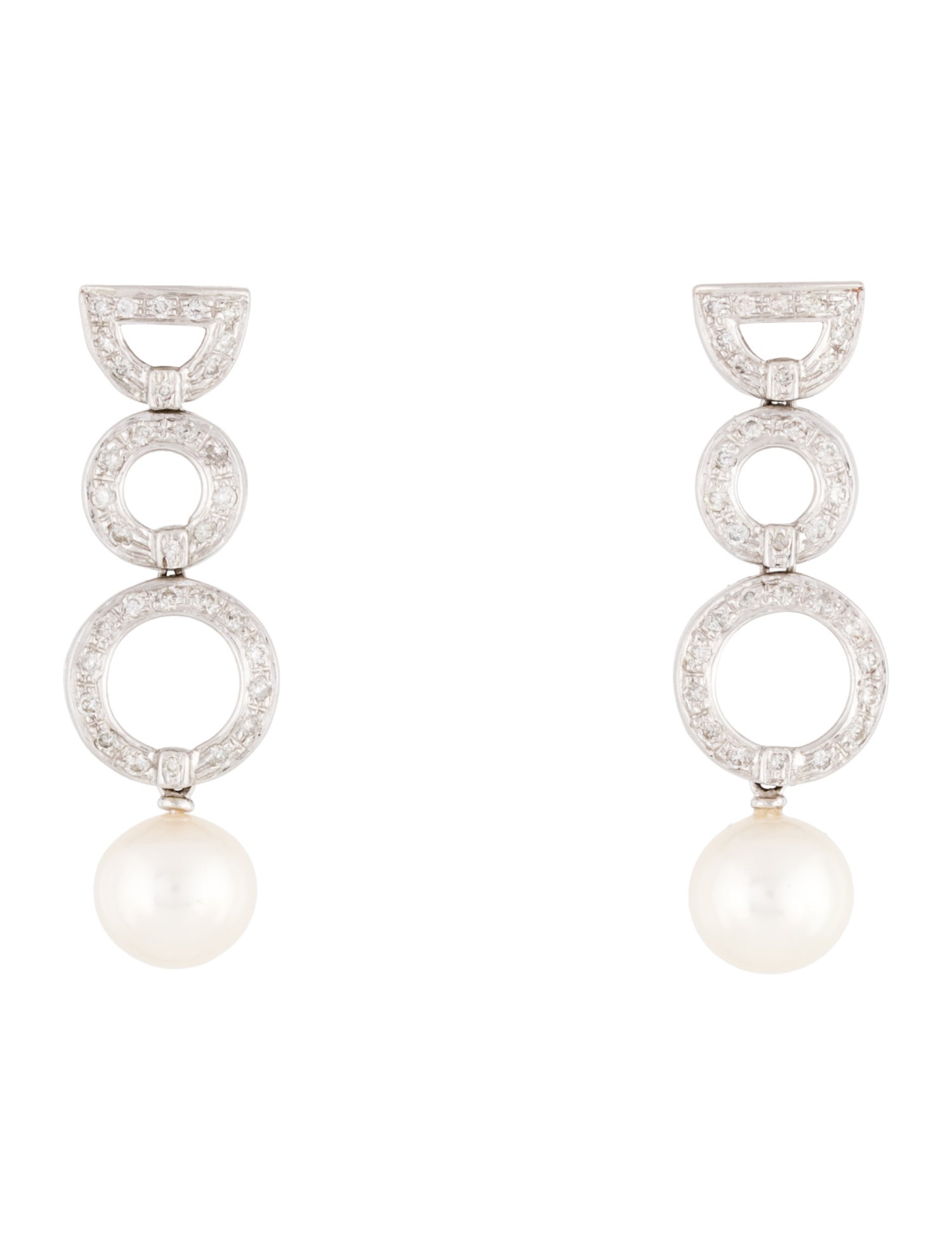 Earrings 18K Pearl & Diamond Drop Earrings