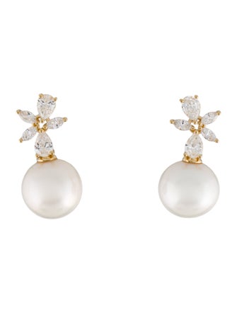 Earrings 18K Pearl & Lab-Grown Diamond Drop Earrings