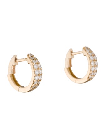 Earrings 14K Diamond Double Row Huggie Earrings