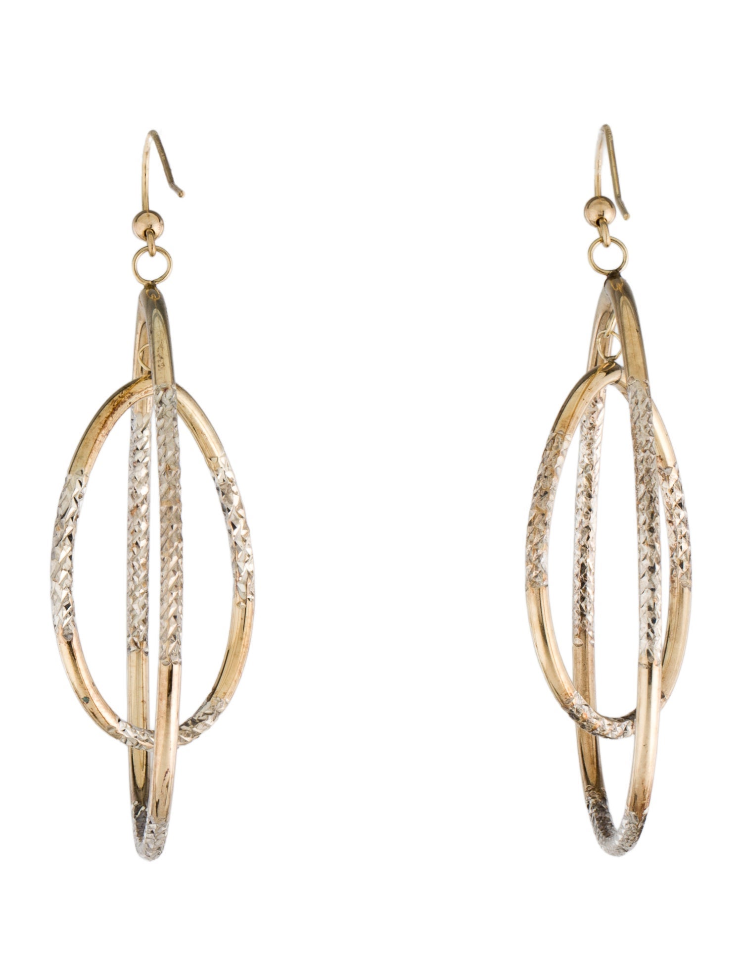 Earrings 14K Textured Drop Earrings