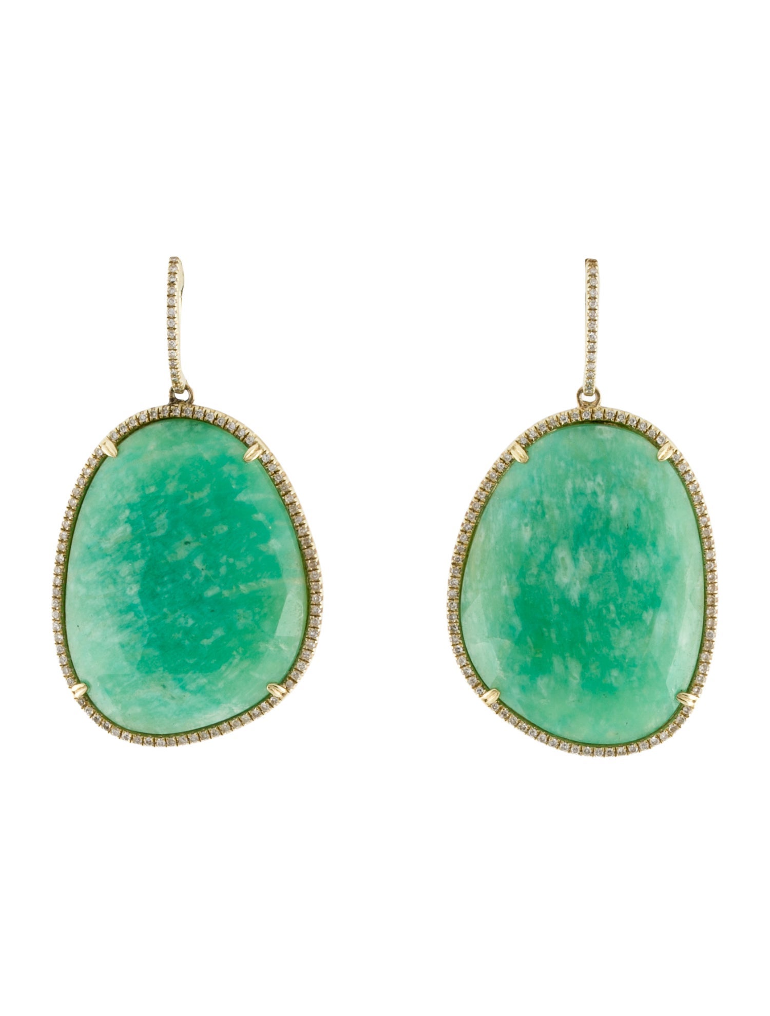 Earrings 14K Amazonite & Diamond Drop Earrings