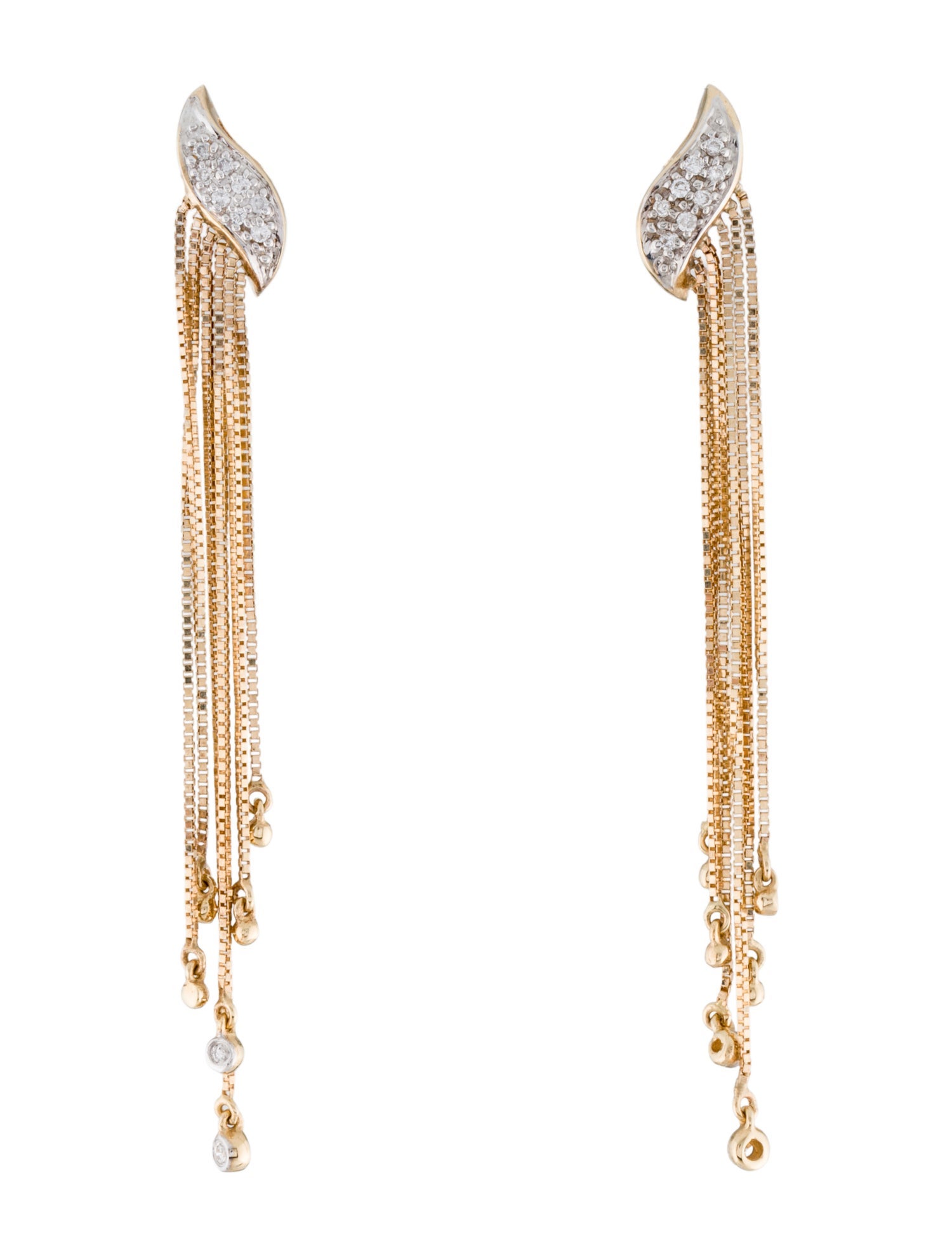 Earrings 14K Diamond Chain Drop
