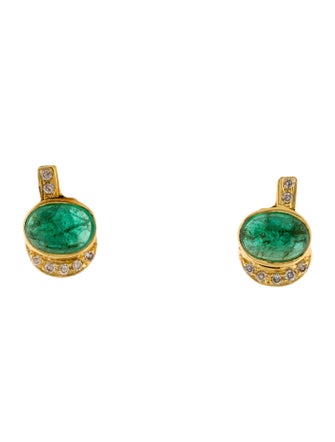 Earrings 14K 3.25ctw Emerald & Diamond Stud Earrings