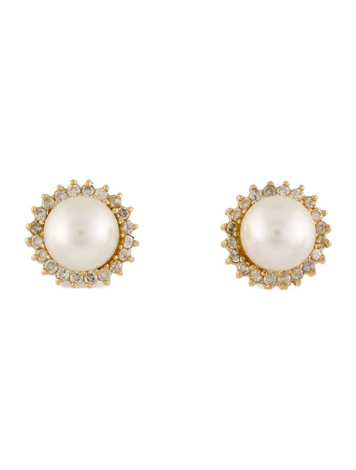 Earrings 14K Pearl & Diamond Halo Studs