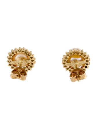 Earrings 14K Pearl & Diamond Halo Studs