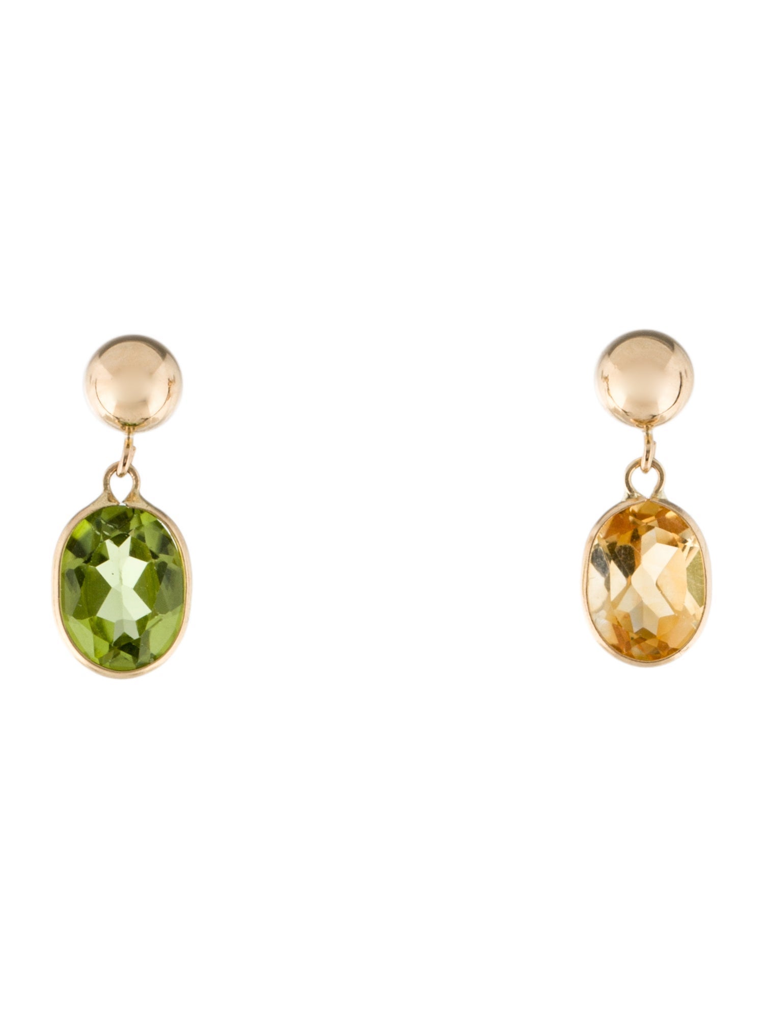 Earrings 14K 1.36ct Peridot & Citrine Drop Earrings