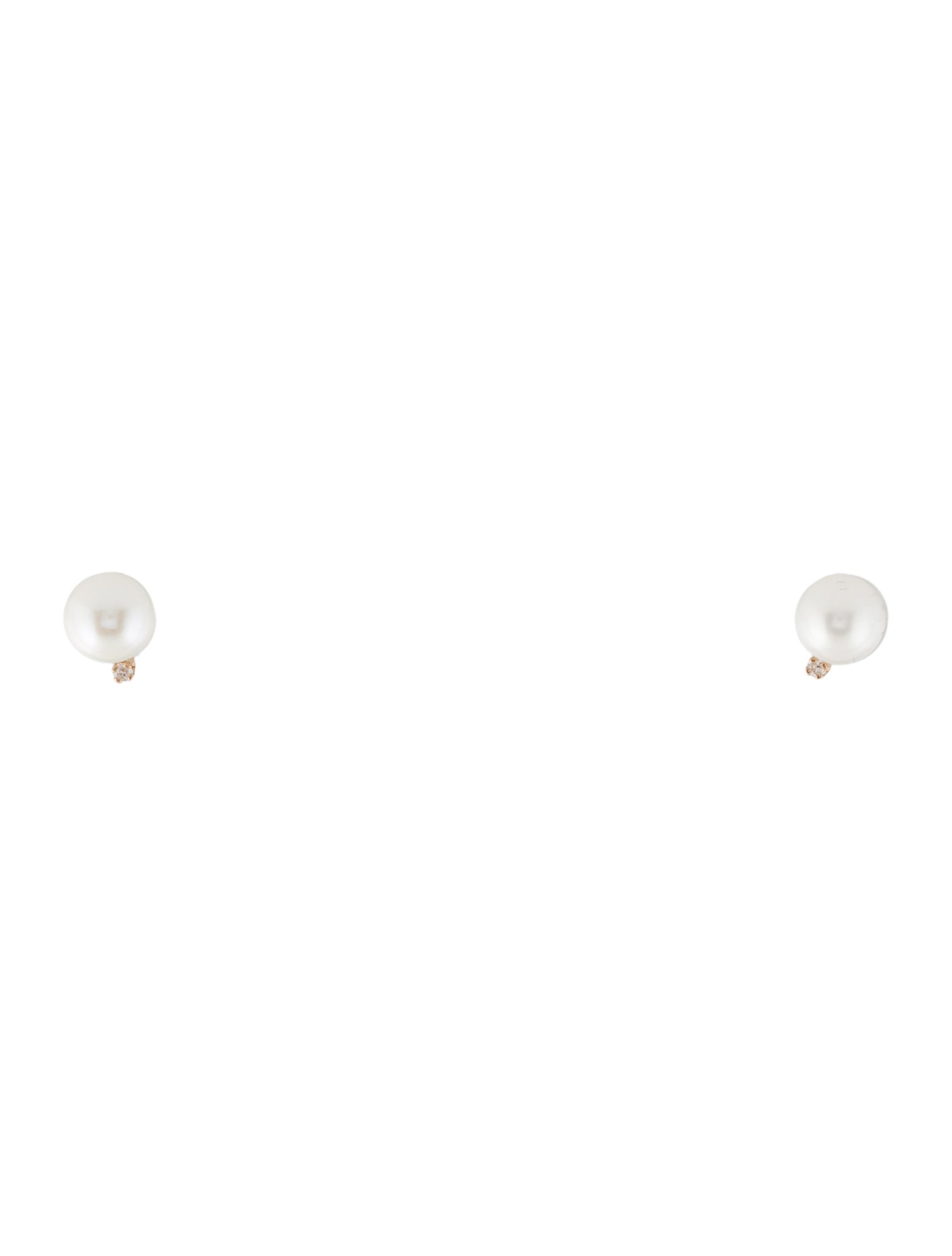 Earrings 14K Pearl & Diamond Stud Earrings