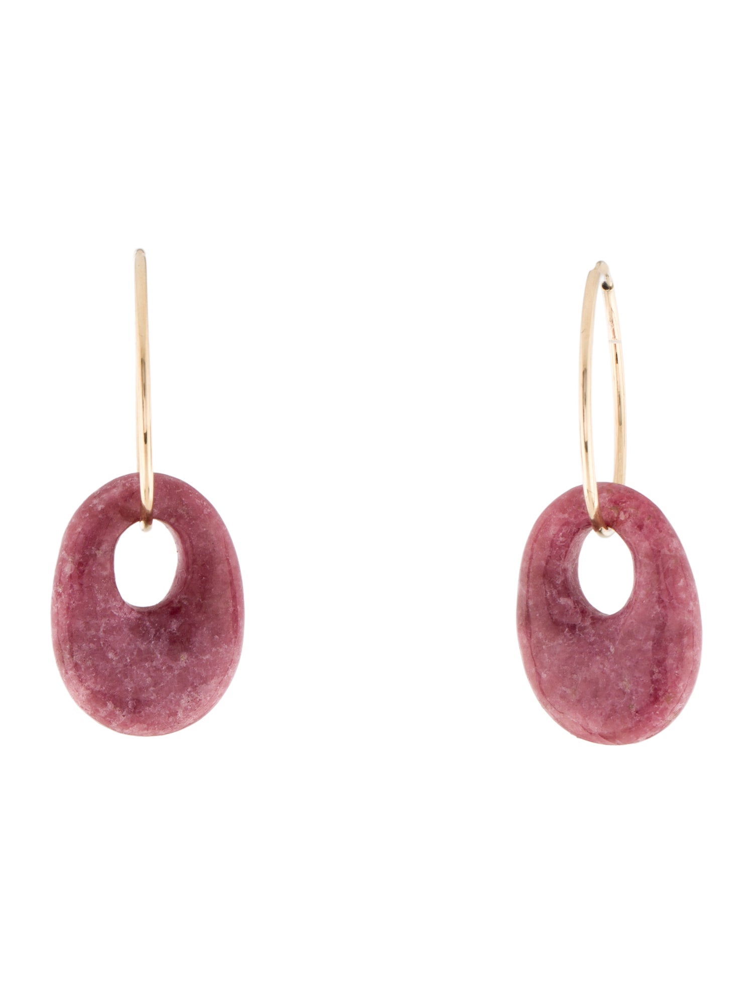 Earrings 14K Rhodonite Drop Hoop