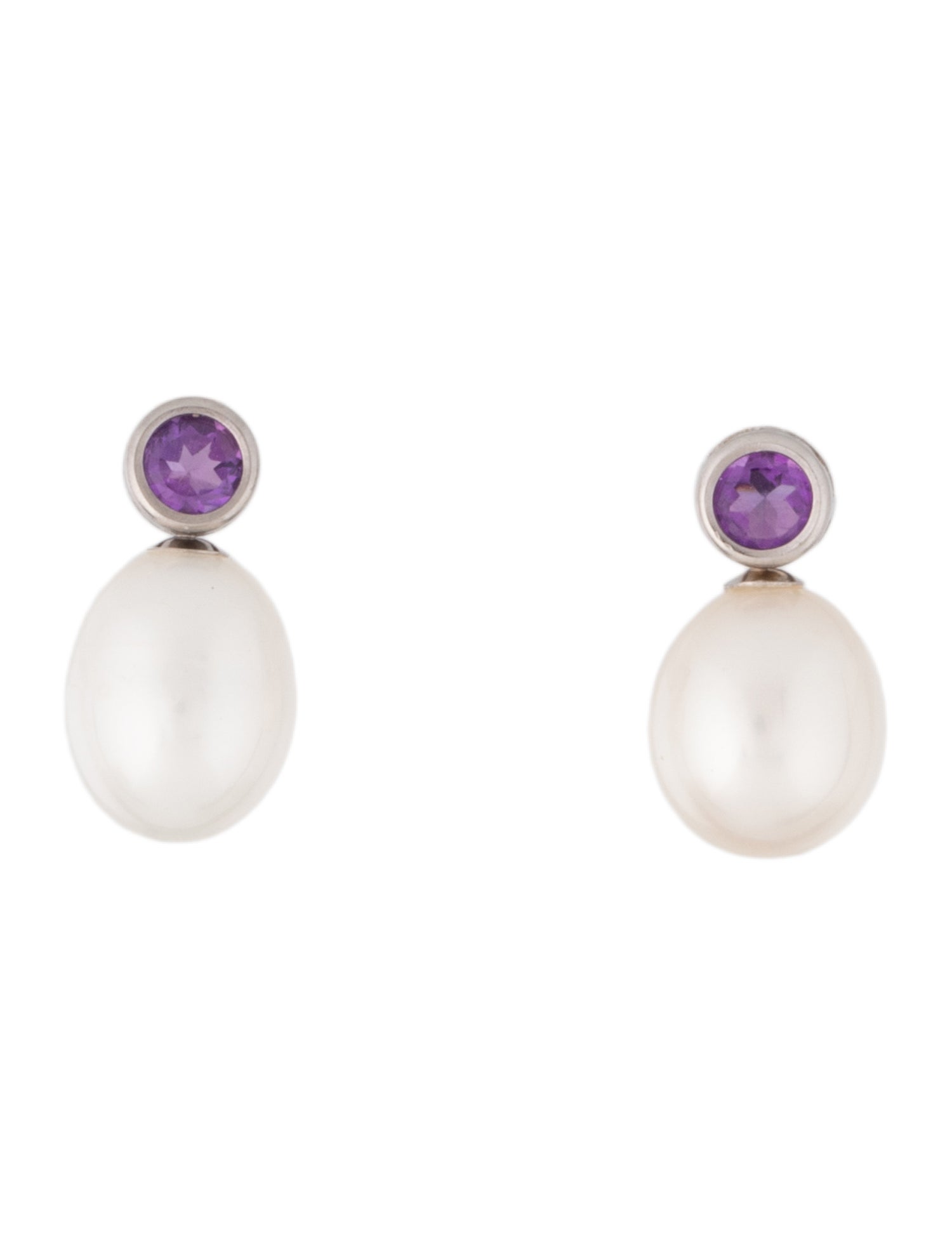 Earrings 14K Pearl & Amethyst Drop Earrings