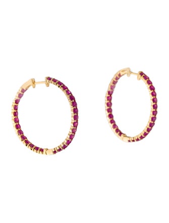 Earrings 14K 3.94ctw Ruby Inside Hoop Earrings