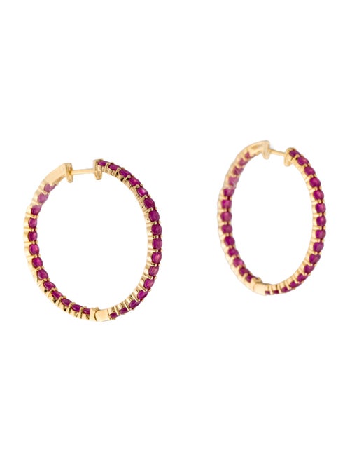 Earrings 14K 3.94ctw Ruby Inside Hoop Earrings