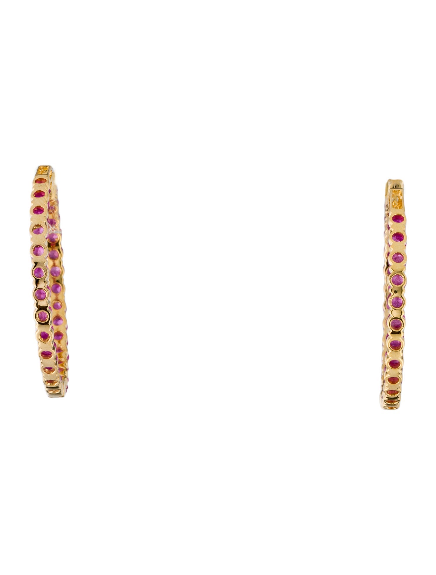 Earrings 14K 3.94ctw Ruby Inside Hoop