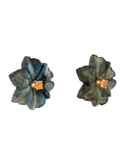 Earrings 14K Sapphire & Labradorite Convertible Flower Jacket Stud Earrings