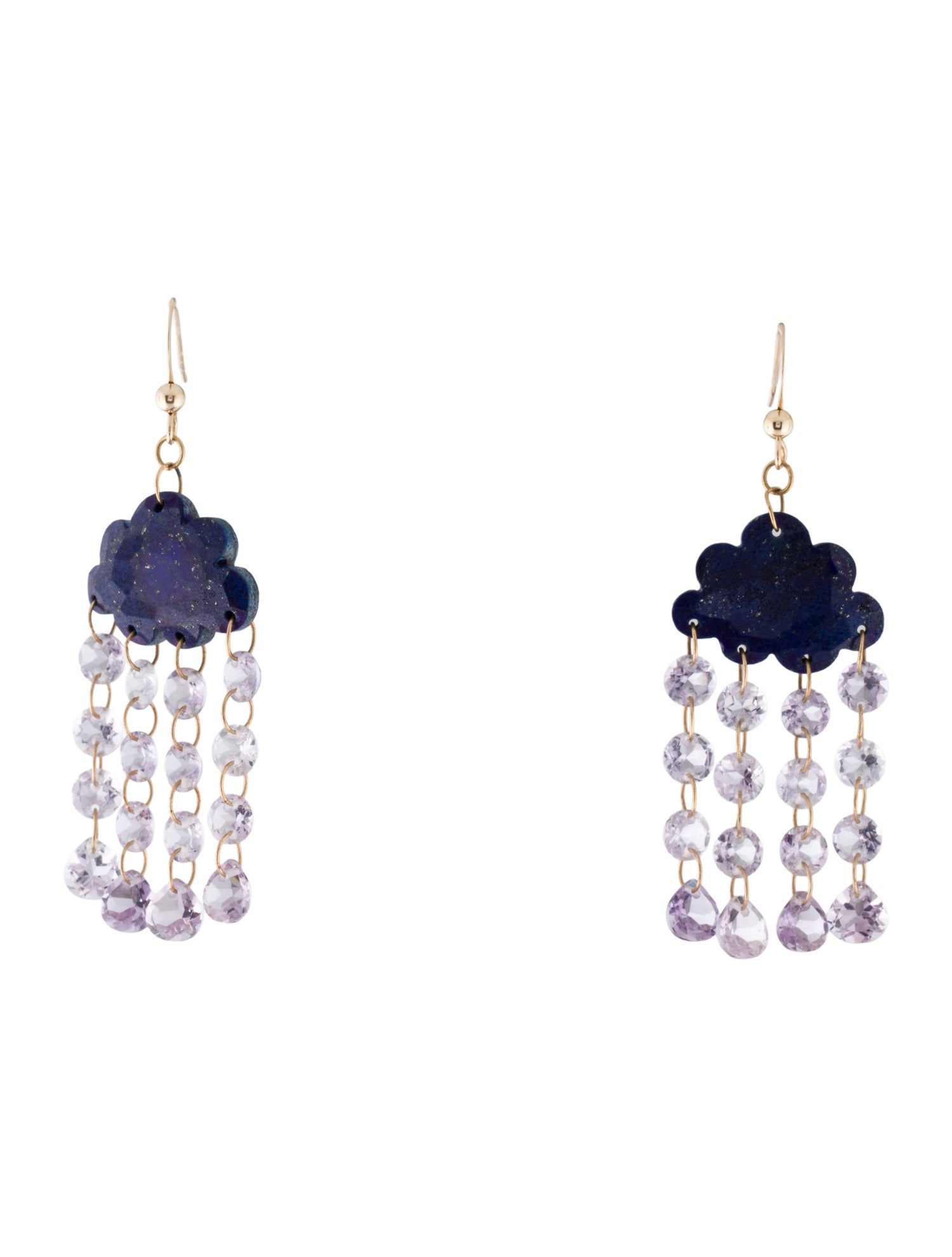 Earrings 14K Lapis Lazuli & Amethyst Cloud Drop Earrings
