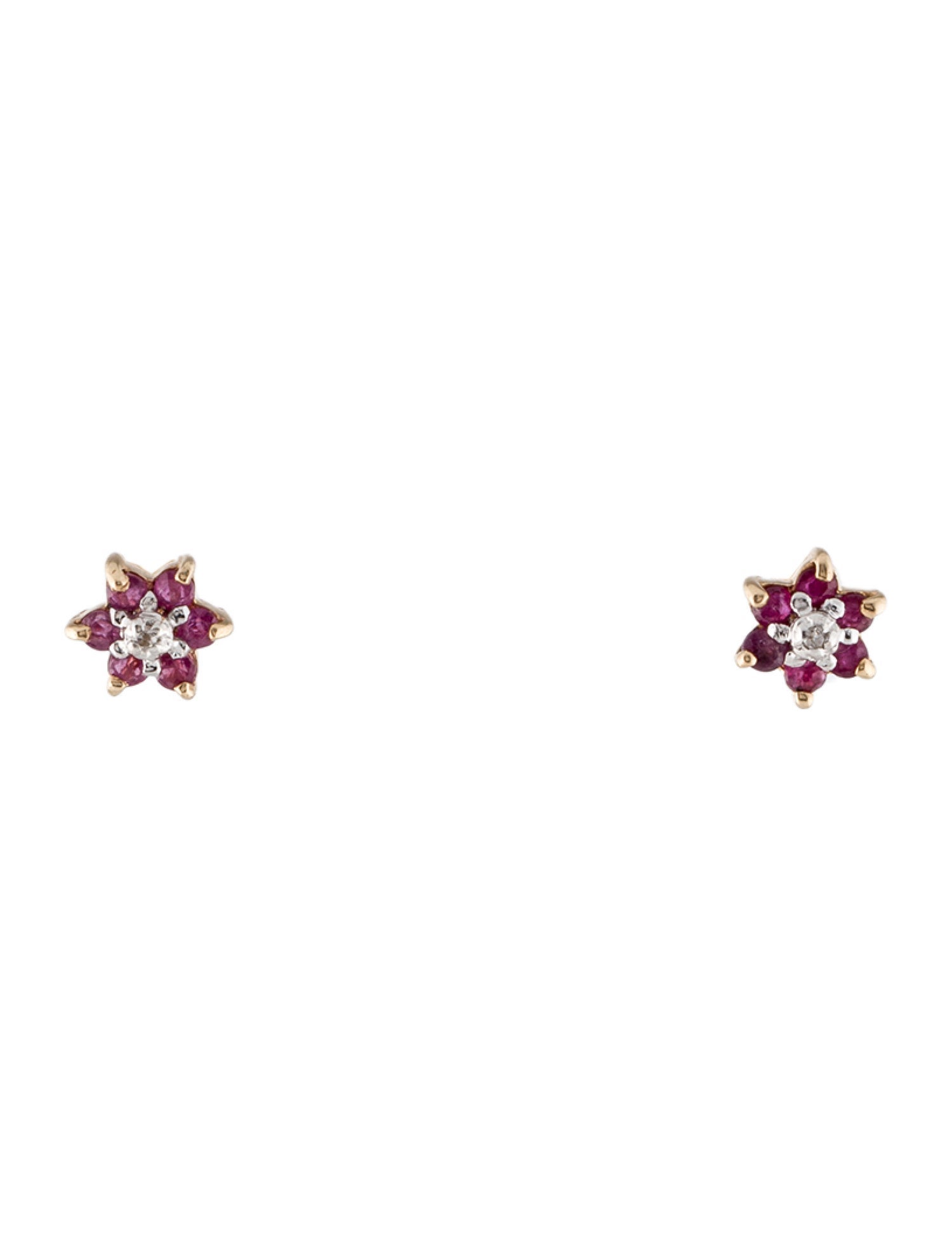 Earrings 10K Ruby & Diamond Stud Earrings