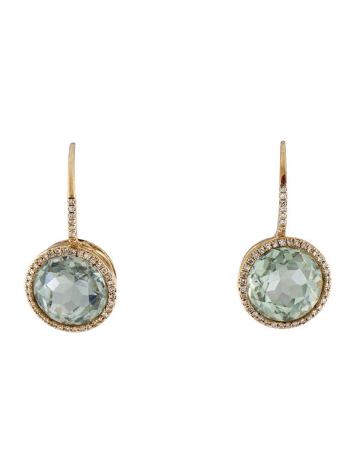 Earrings 14K 5.84ctw Prasiolite & Diamond Drop Earrings