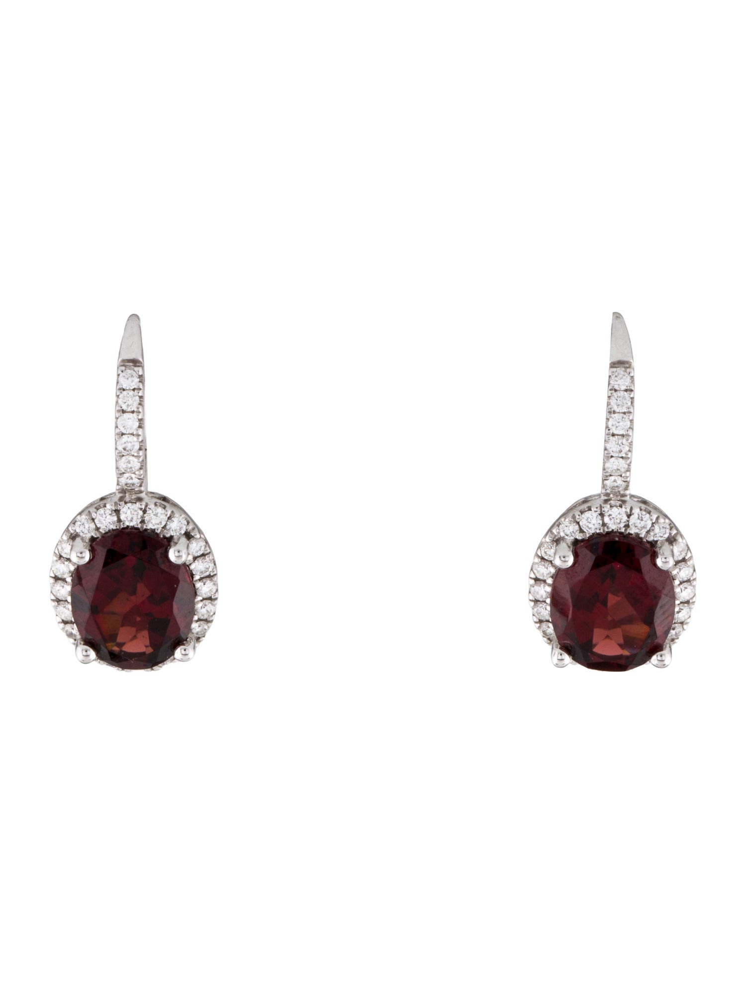 Earrings 18K 4.82ctw Garnet & Diamond Drop