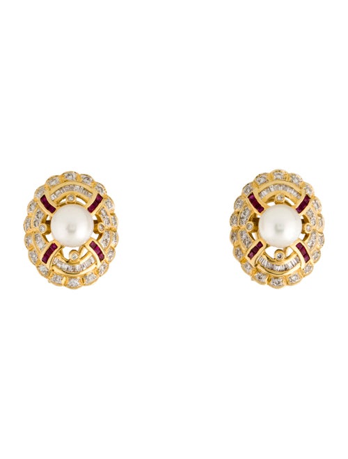 Earrings 18K Pearl, Ruby & Diamond Convertible Earrings