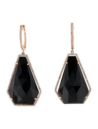 Earrings 14K Onyx and Diamond Drop Earrings