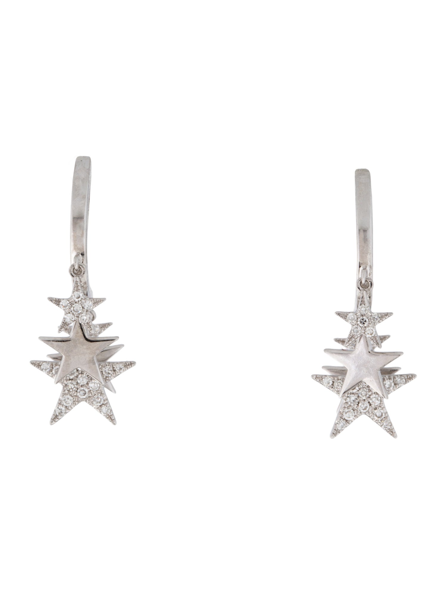 Earrings 14K Diamond Star Drop Earrings