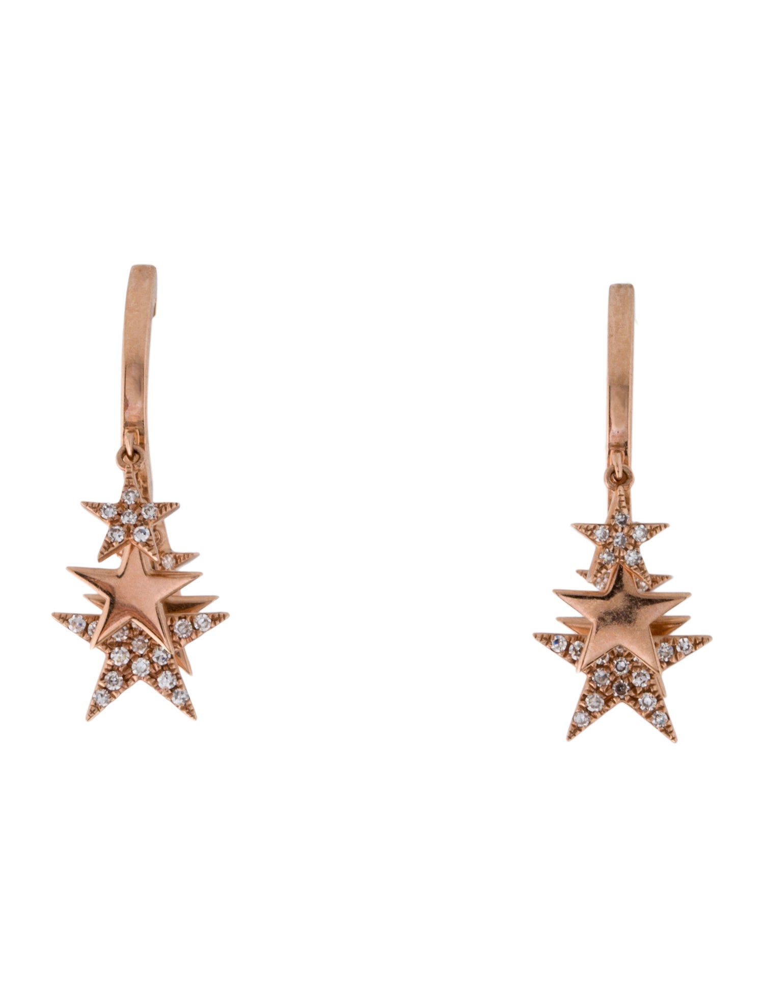Earrings 14K Diamond Star Drop Earrings