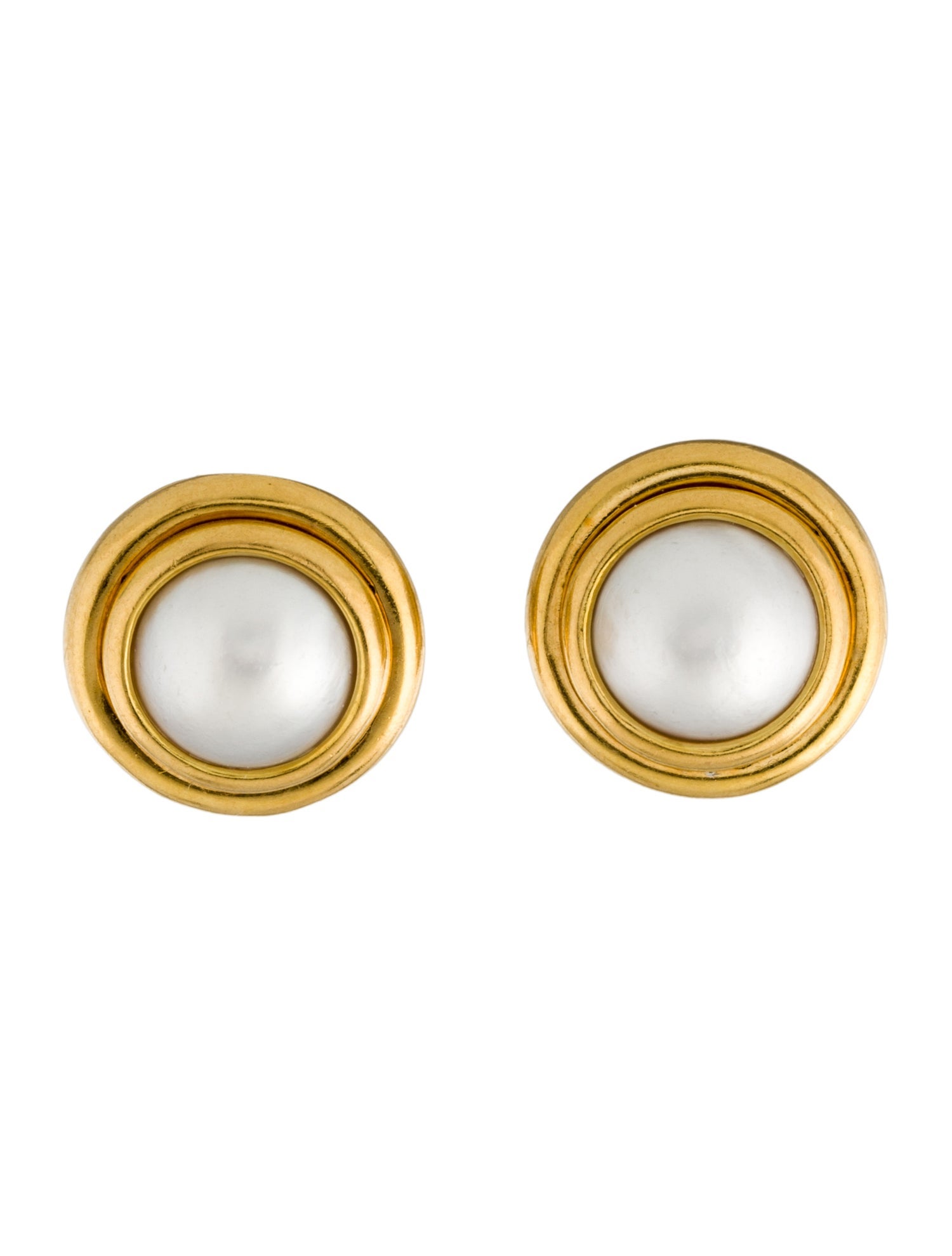 Earrings 18K Mabe Pearl Earclip Earrings