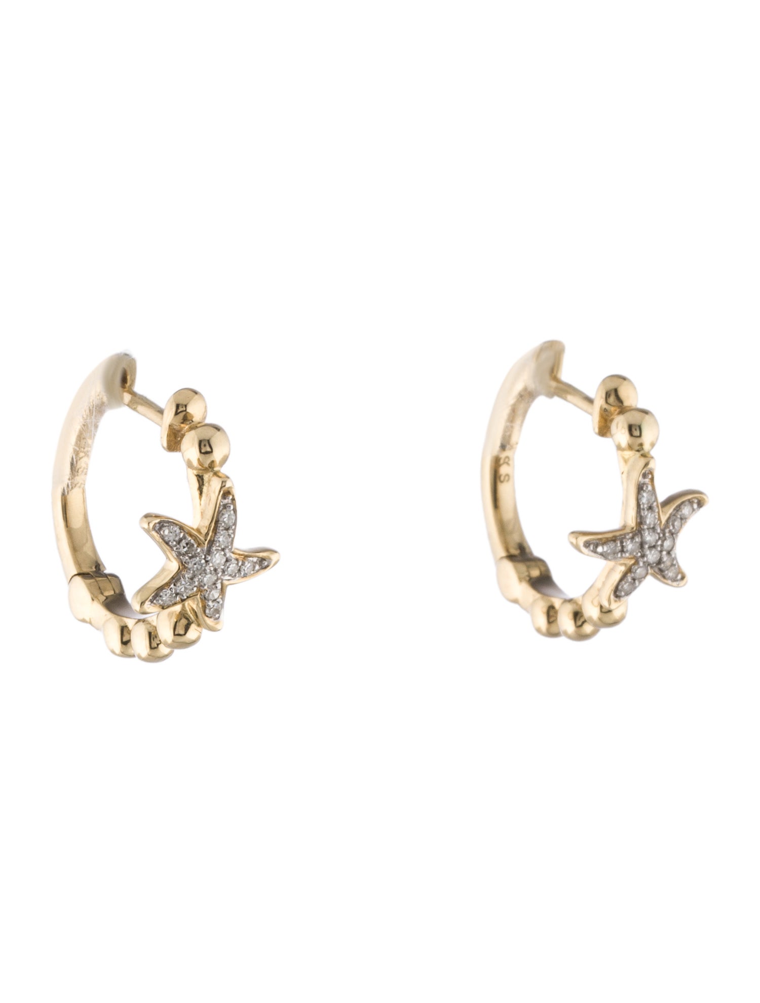 Earrings 14K Diamond Star Accent Huggie