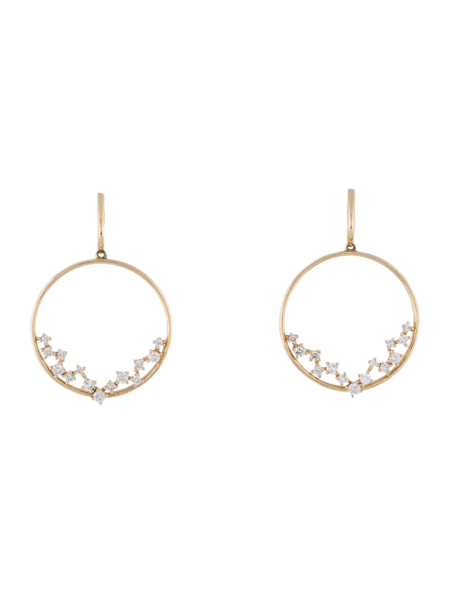 Earrings 14K Diamond Circle Drop Earrings