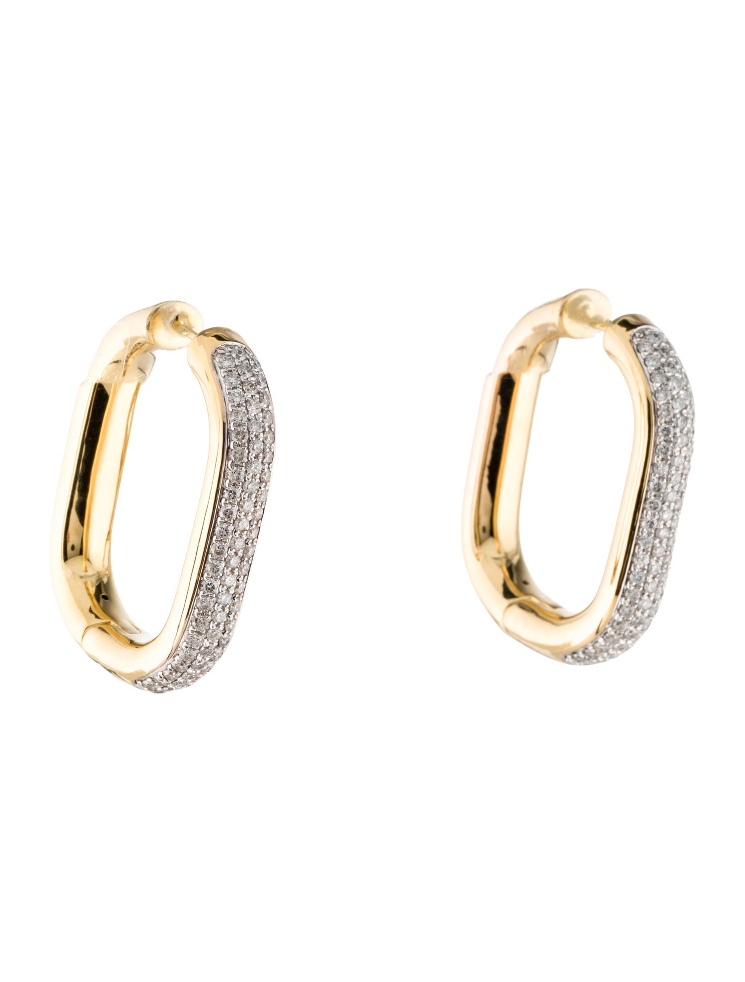 Earrings 14K 2.00ctw Diamond Oval Hoop