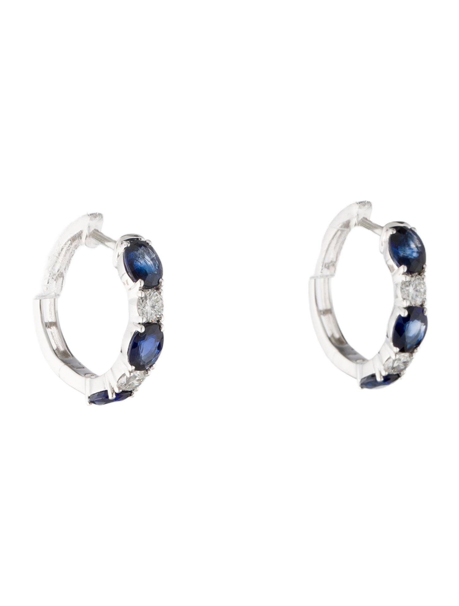 Earrings Modani Jewels 14K Sapphire & Diamond Hoop Earrings