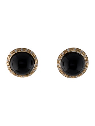 Earrings 14K 32.66ctw Onyx & Diamond Stud Earrings