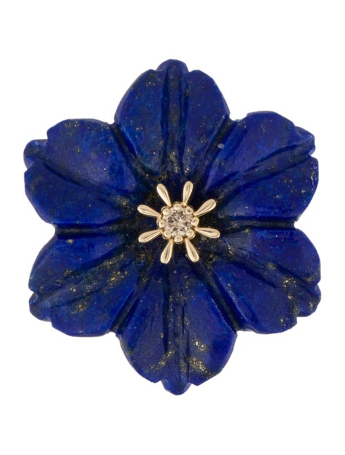 Earrings 14K Diamond & Lapis Lazuli Single Earring