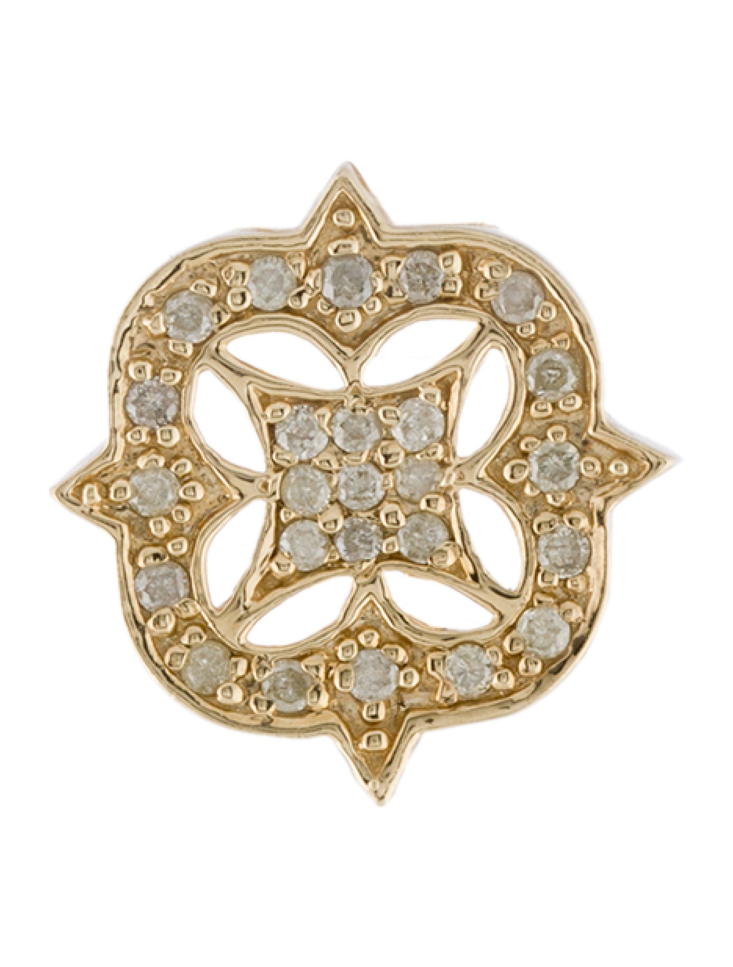 Earrings 14K Diamond Quatrefoil Single Earclip Earring