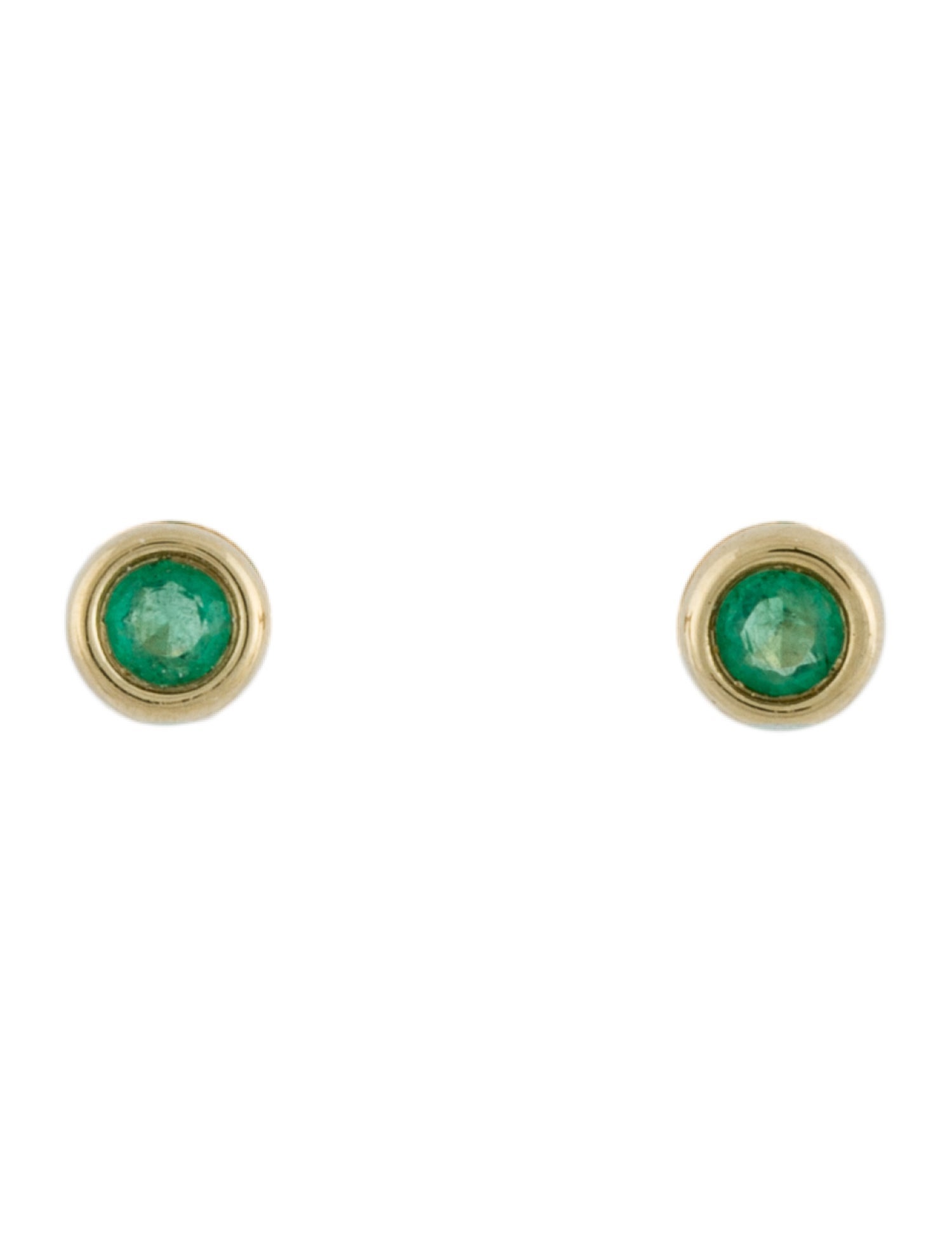Earrings 14K Emerald Bezel Studs