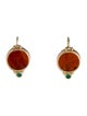 Earrings 14K Carved Carnelian & Dyed Chalcedony Drop Earrings