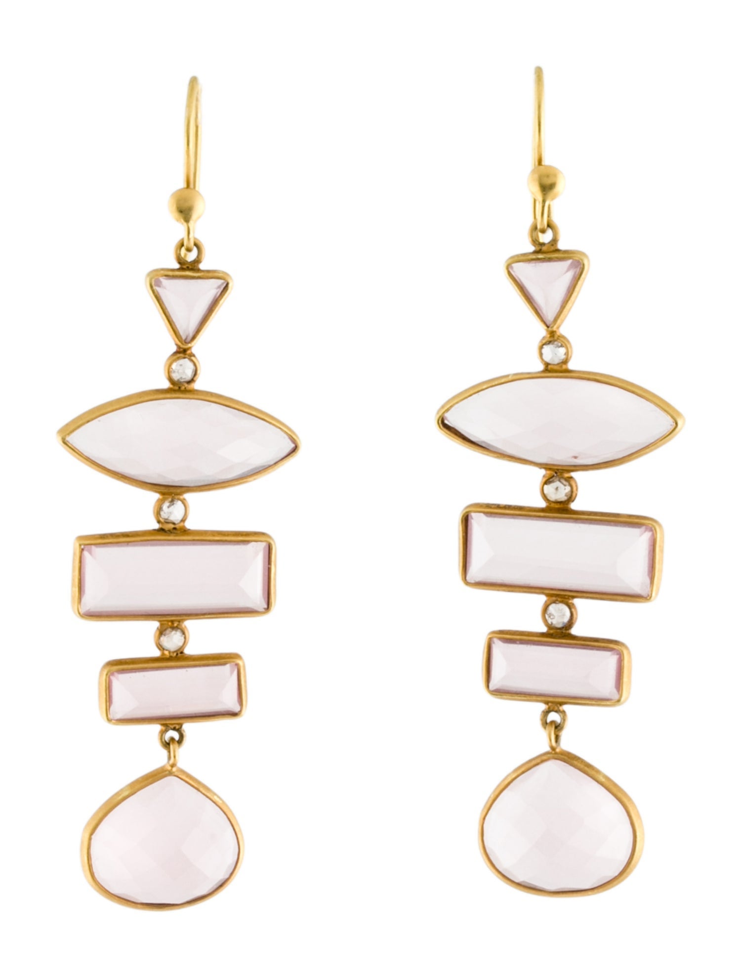 Earrings 18K Rose Quartz Drop