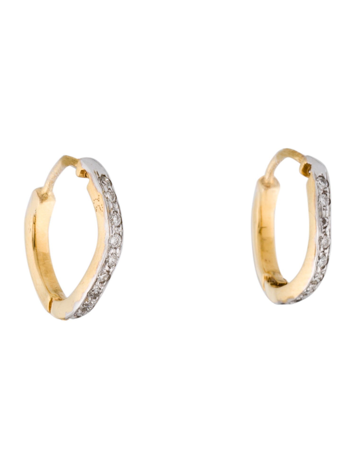 Earrings 14K Diamond Two-Tone Soft Wave Huggie Earrings
