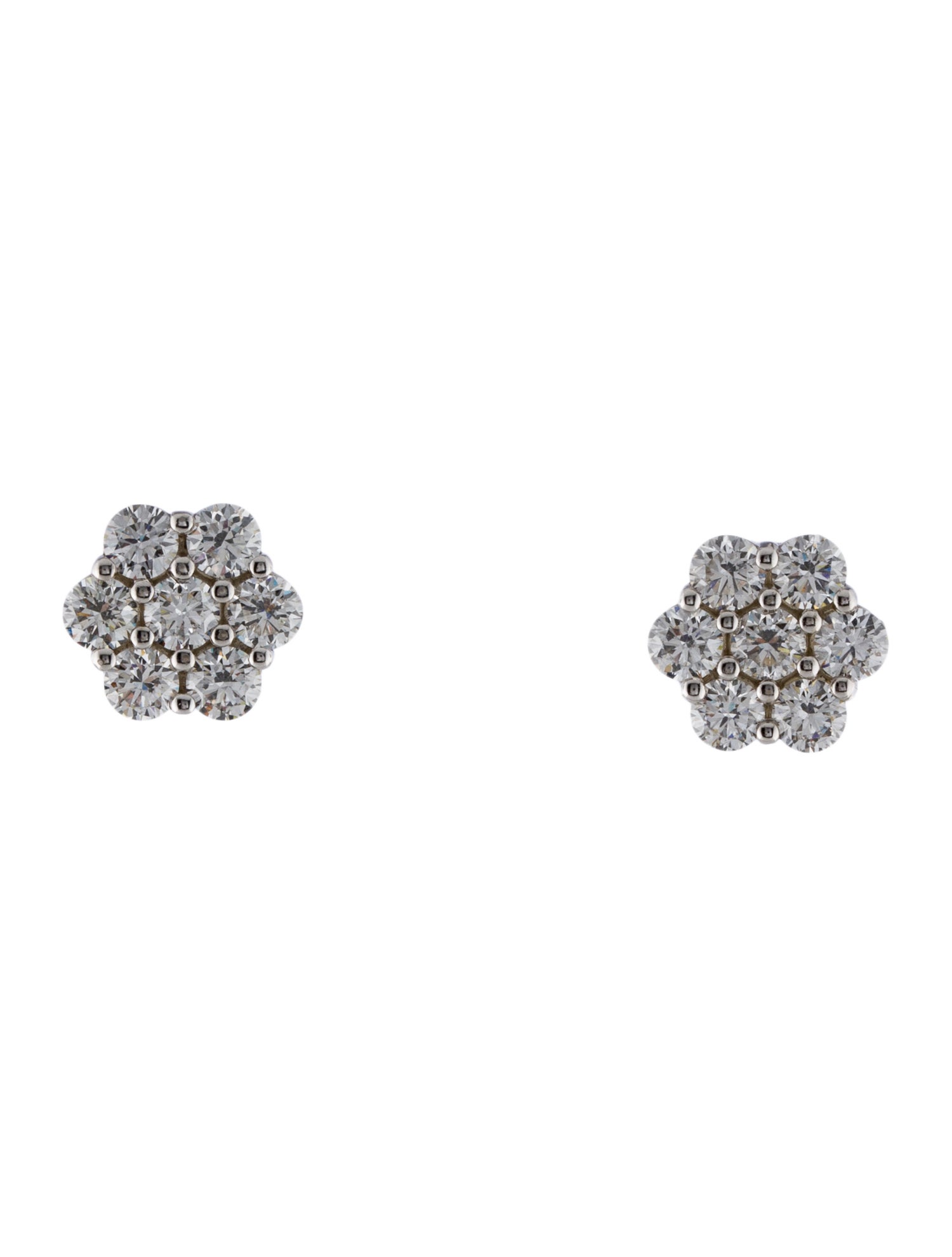 Earrings 14K 2.00ctw Diamond Cluster Stud Earrings