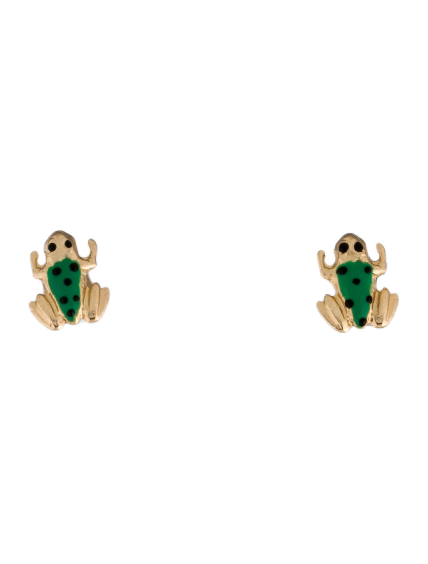 Earrings 14K Enamel Frog Stud Earrings