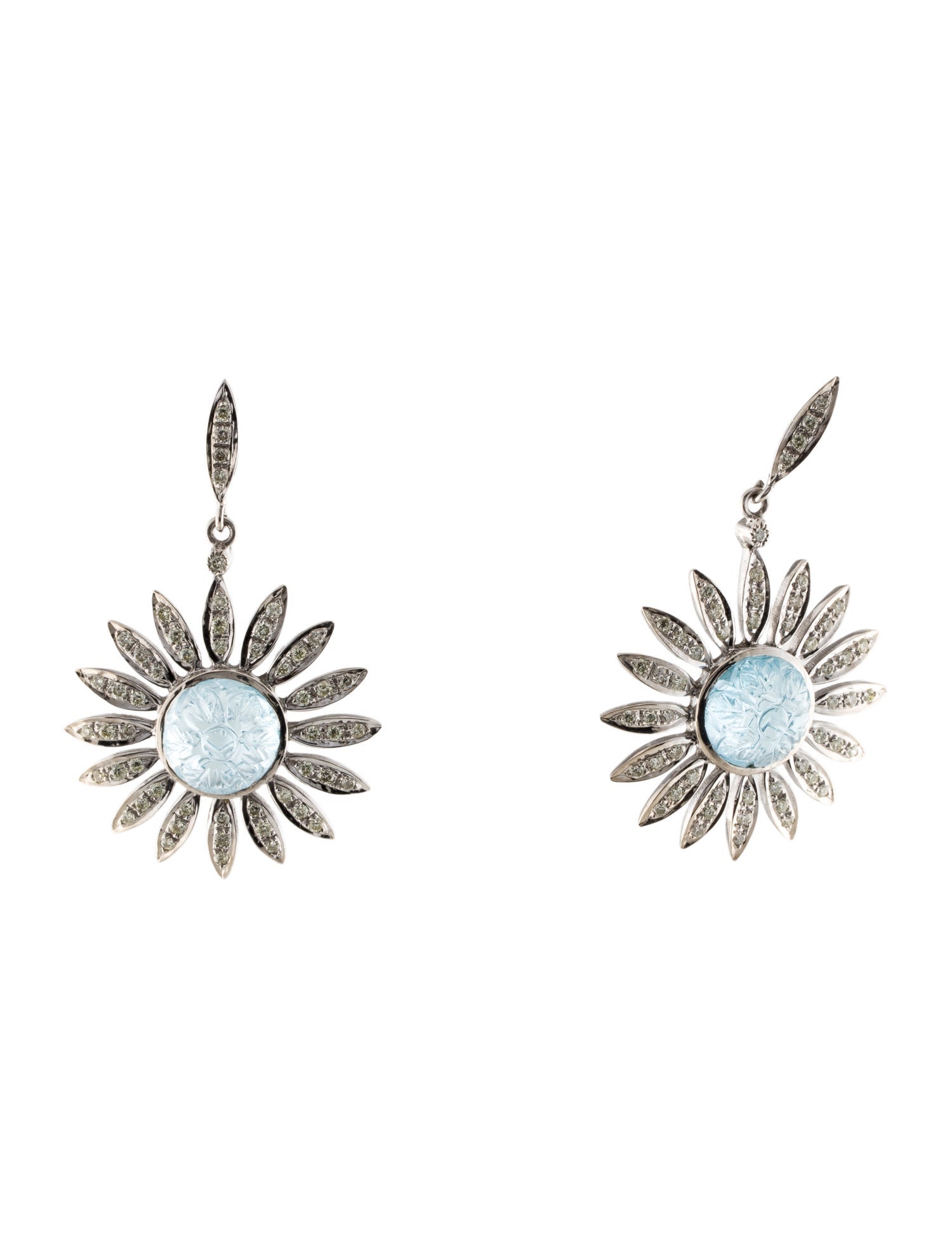 Earrings 14K Topaz & 1.04ctw Diamond Flower Drop Earrings