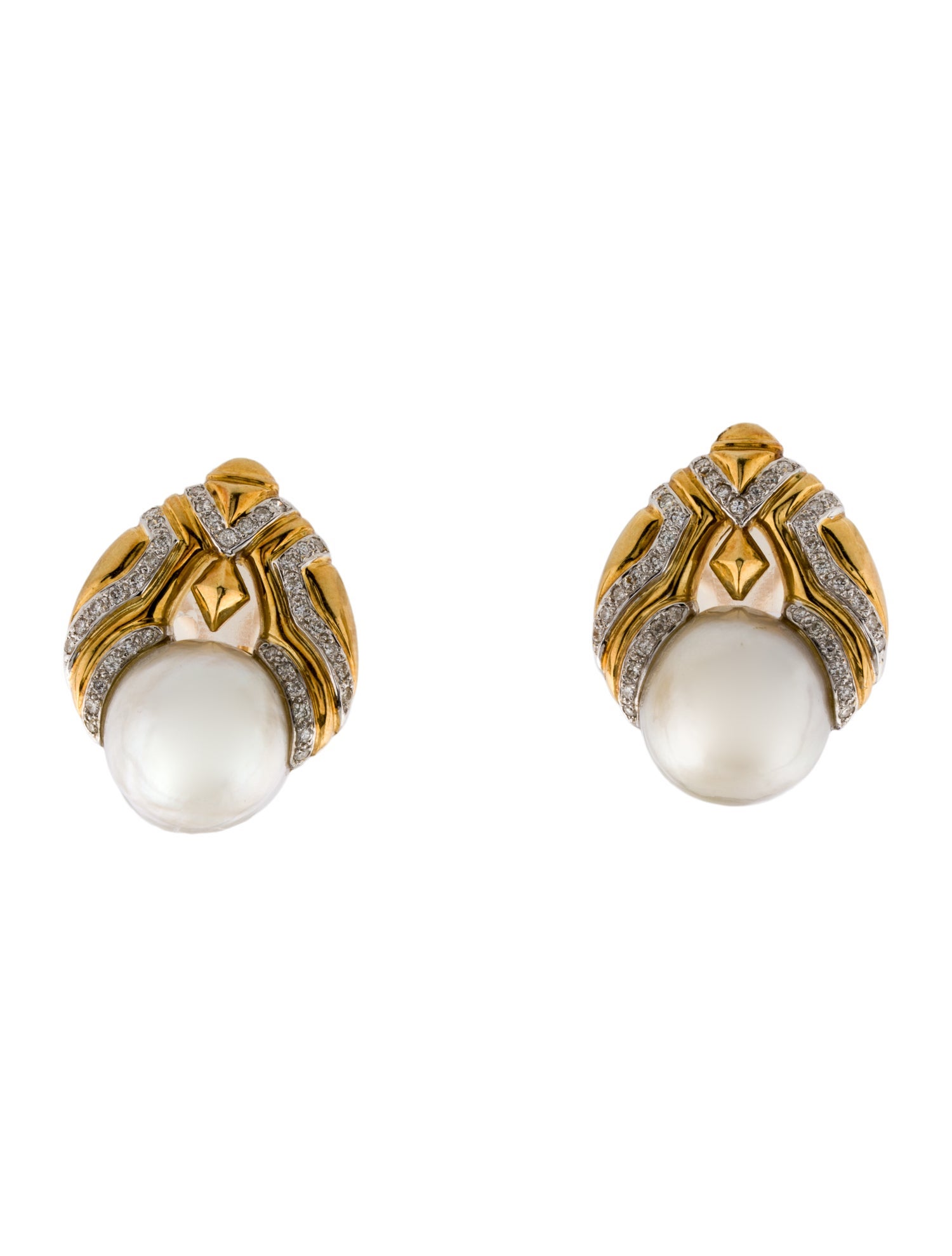 Earrings 18K Pearl & Diamond Clip-On Earrings