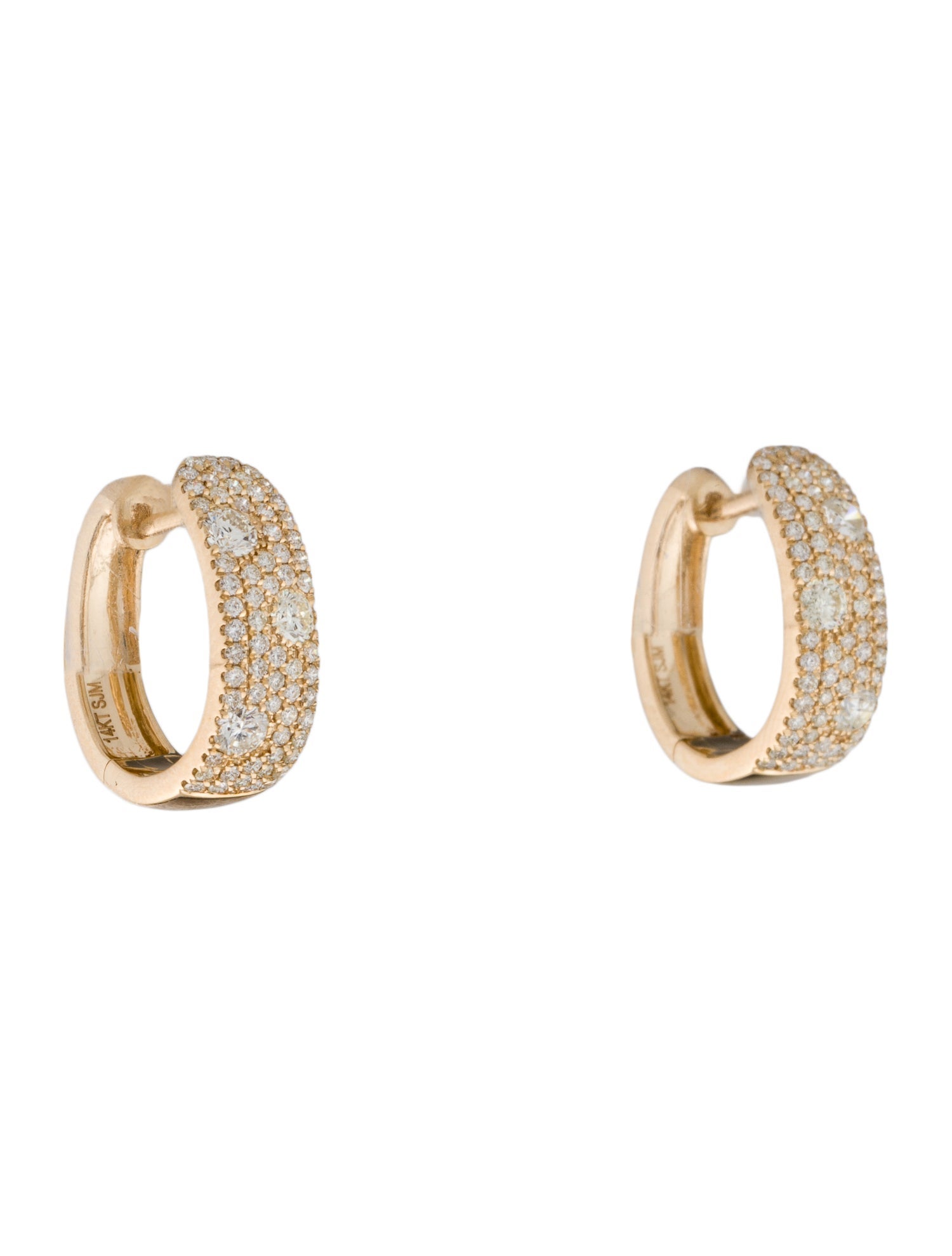 Earrings 14K Diamond Pavé Huggie Hoop Earrings