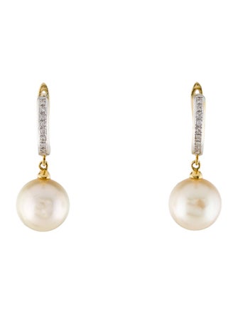 Earrings 14K Pearl & Diamond Drop Earrings
